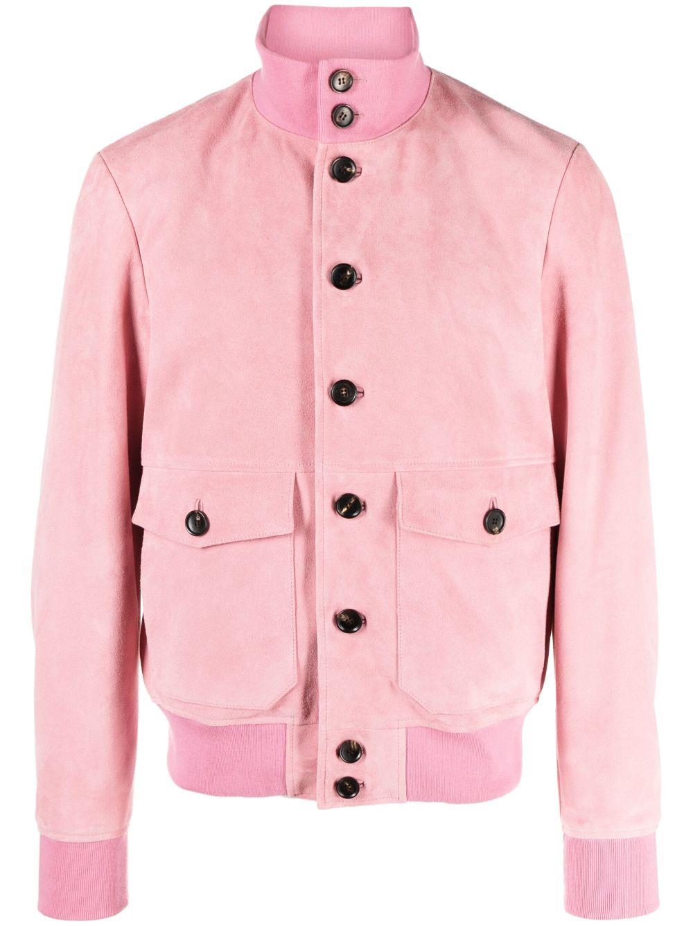 Bally button-up leather bomber jacket