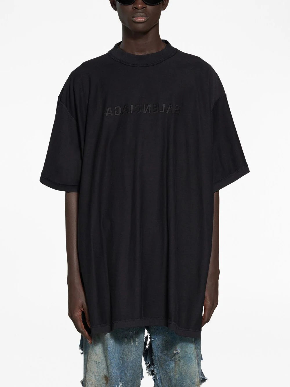 Balenciaga  Mirror logo-embroidered oversize T-shirt