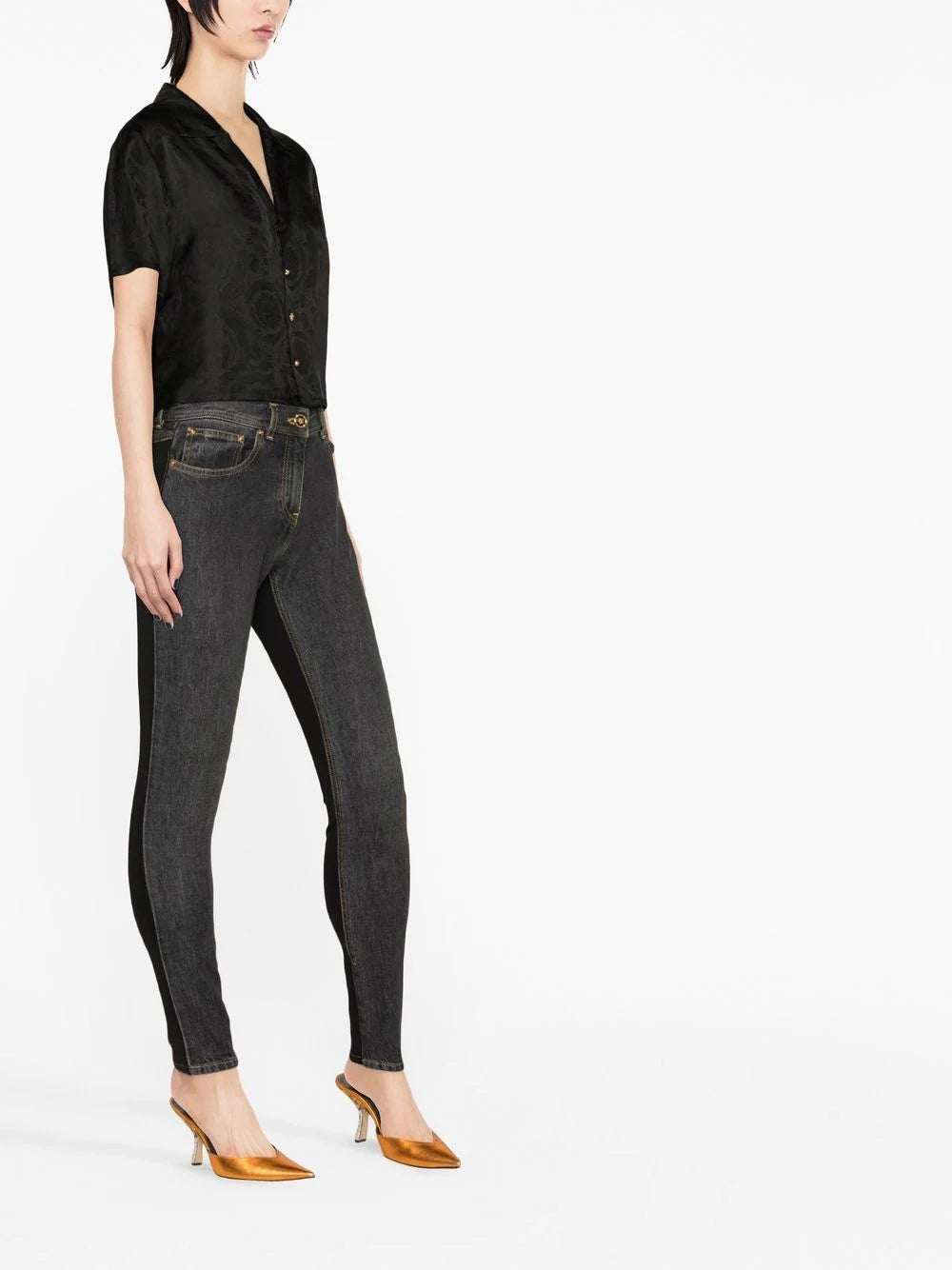 Versace  Barocco-jacquard cropped shirt