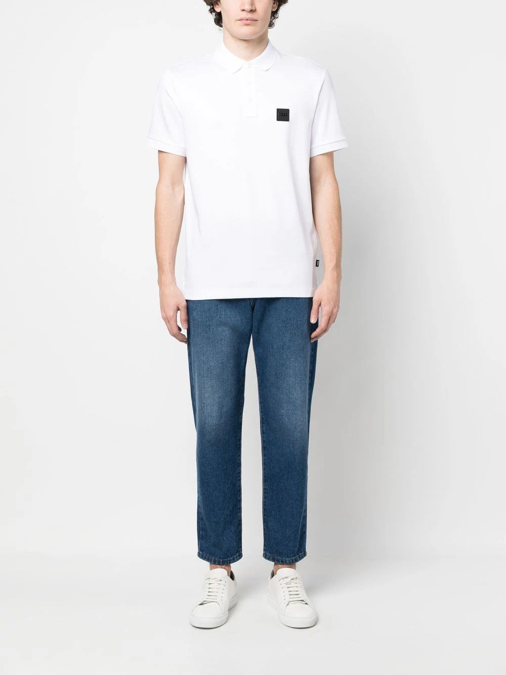 BOSS logo-patch detail cotton polo shirt