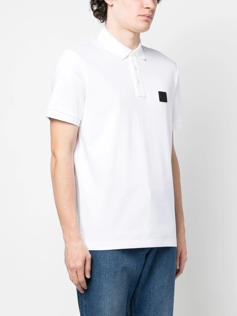 BOSS logo-patch detail cotton polo shirt