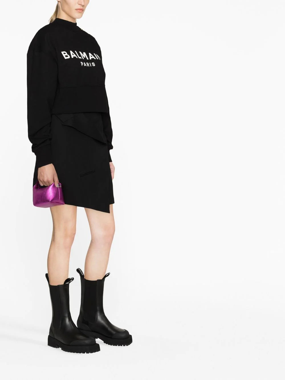 Balmain logo-print cropped sweatshirt