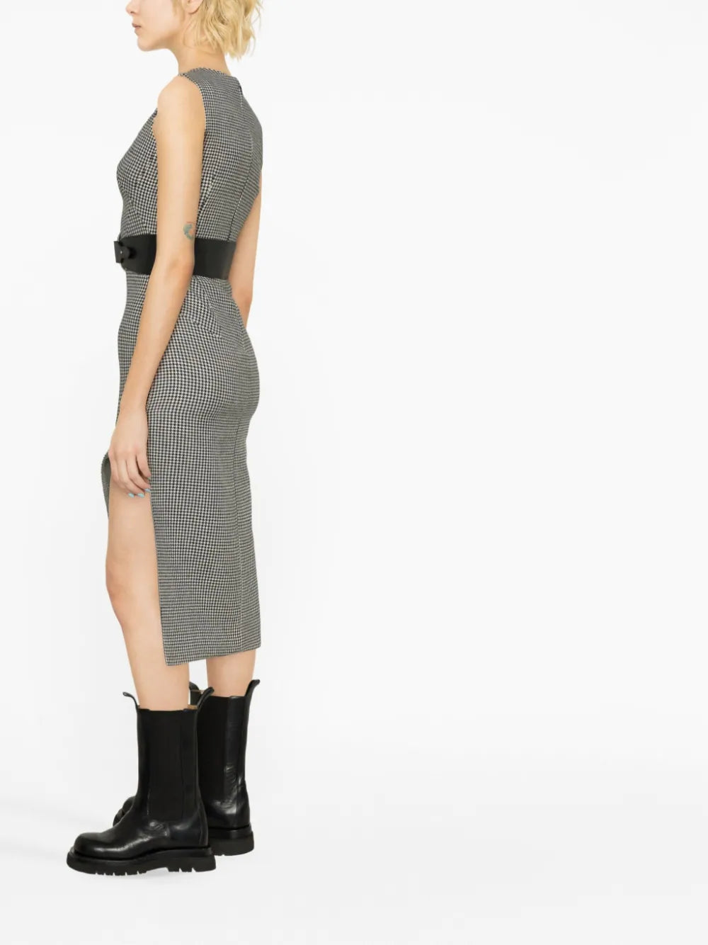 Alexander McQueen  houndstooth asymmetric midi dress