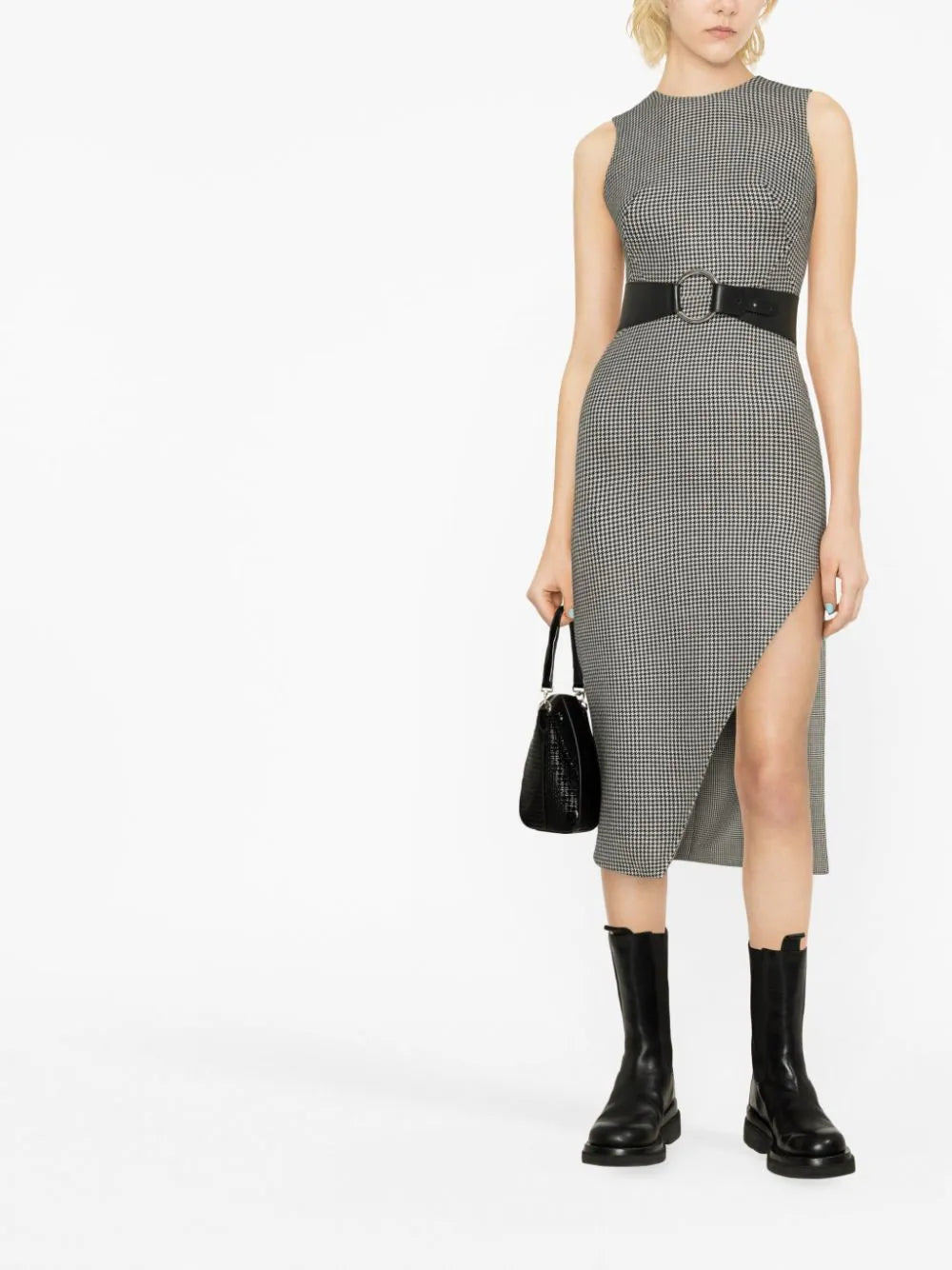 Alexander McQueen  houndstooth asymmetric midi dress