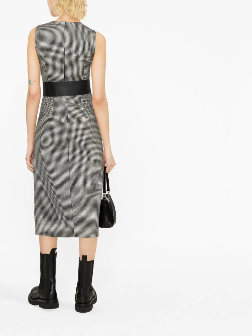 Alexander McQueen  houndstooth asymmetric midi dress