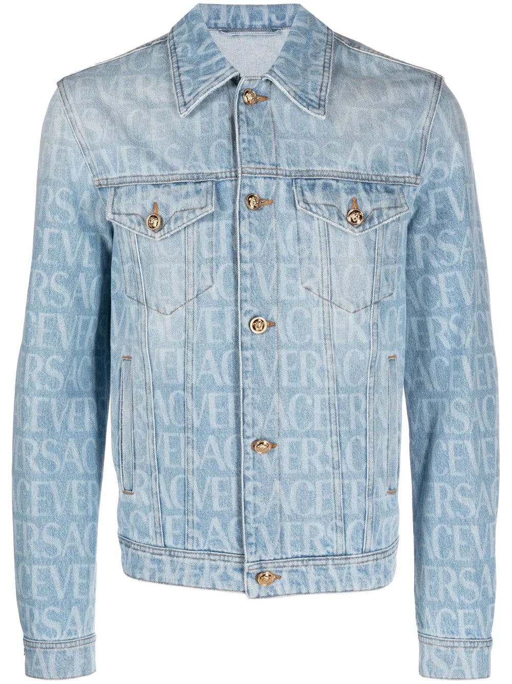Versace Allover logo-print denim jacket