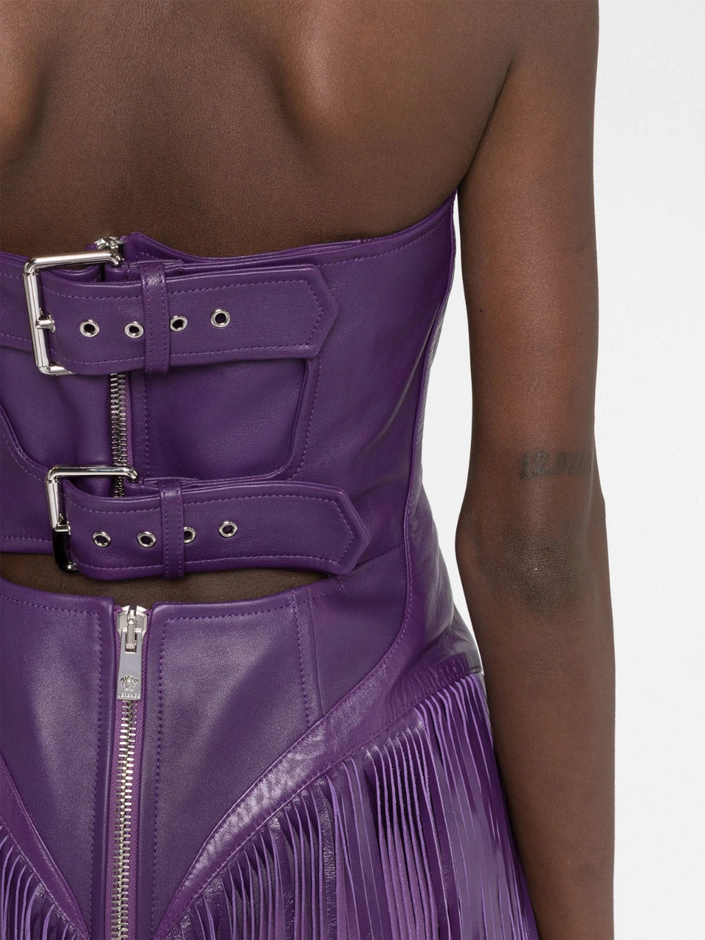 Versace  fringed leather minidress