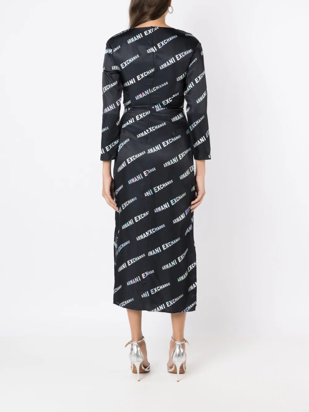 Armani Exchange logo-print midi dress