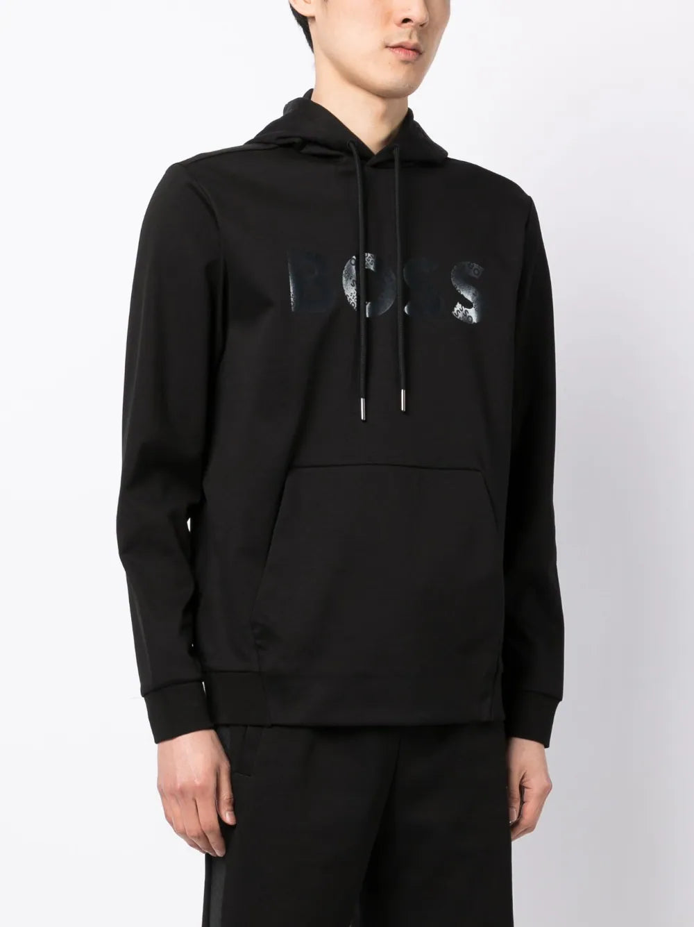 BOSS logo print long-sleeve hoodie