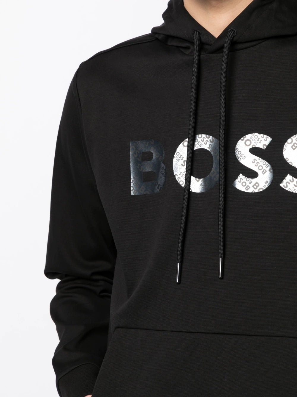 BOSS logo print long-sleeve hoodie