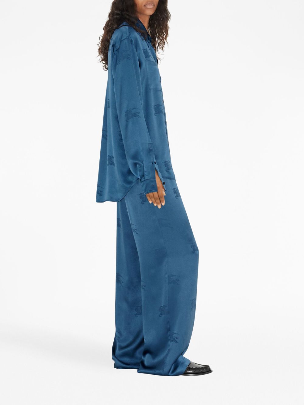 Burberry  logo-jacquard wide-leg trousers