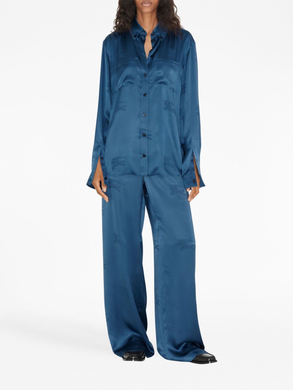 Burberry  logo-jacquard wide-leg trousers