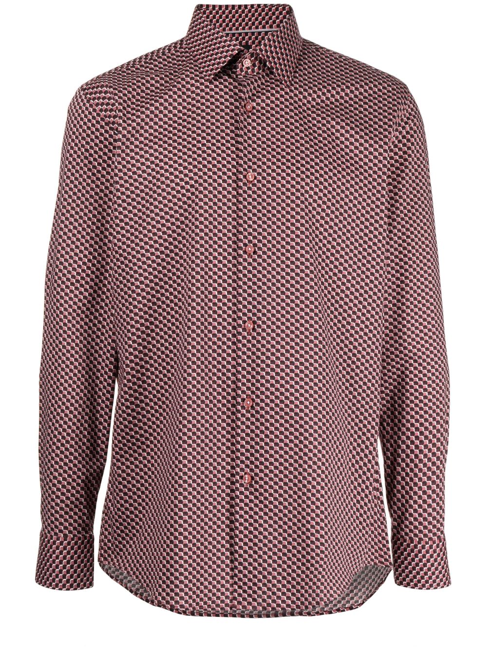 BOSS  geometric-pattern classic-collar shirt