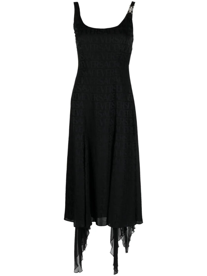 Versace  logo-jacquard ruffle-detail dress