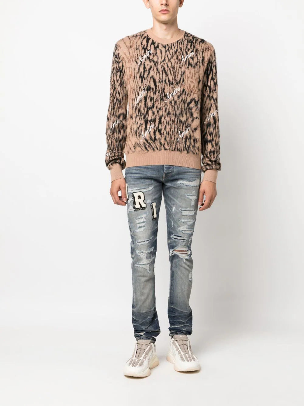 AMIRI  Varsity ripped skinny jeans