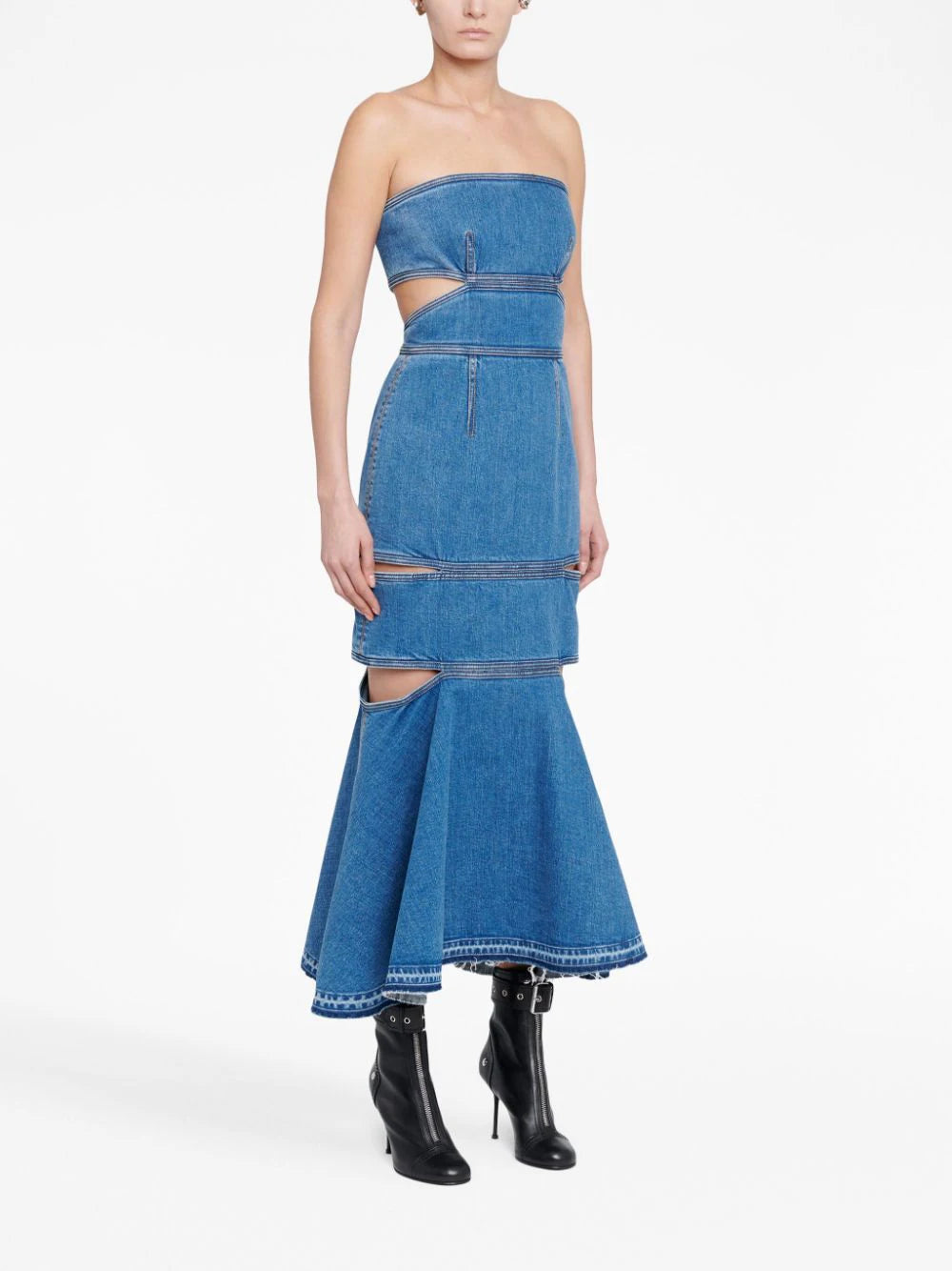 Alexander McQueen  bustier cut-out denim dress