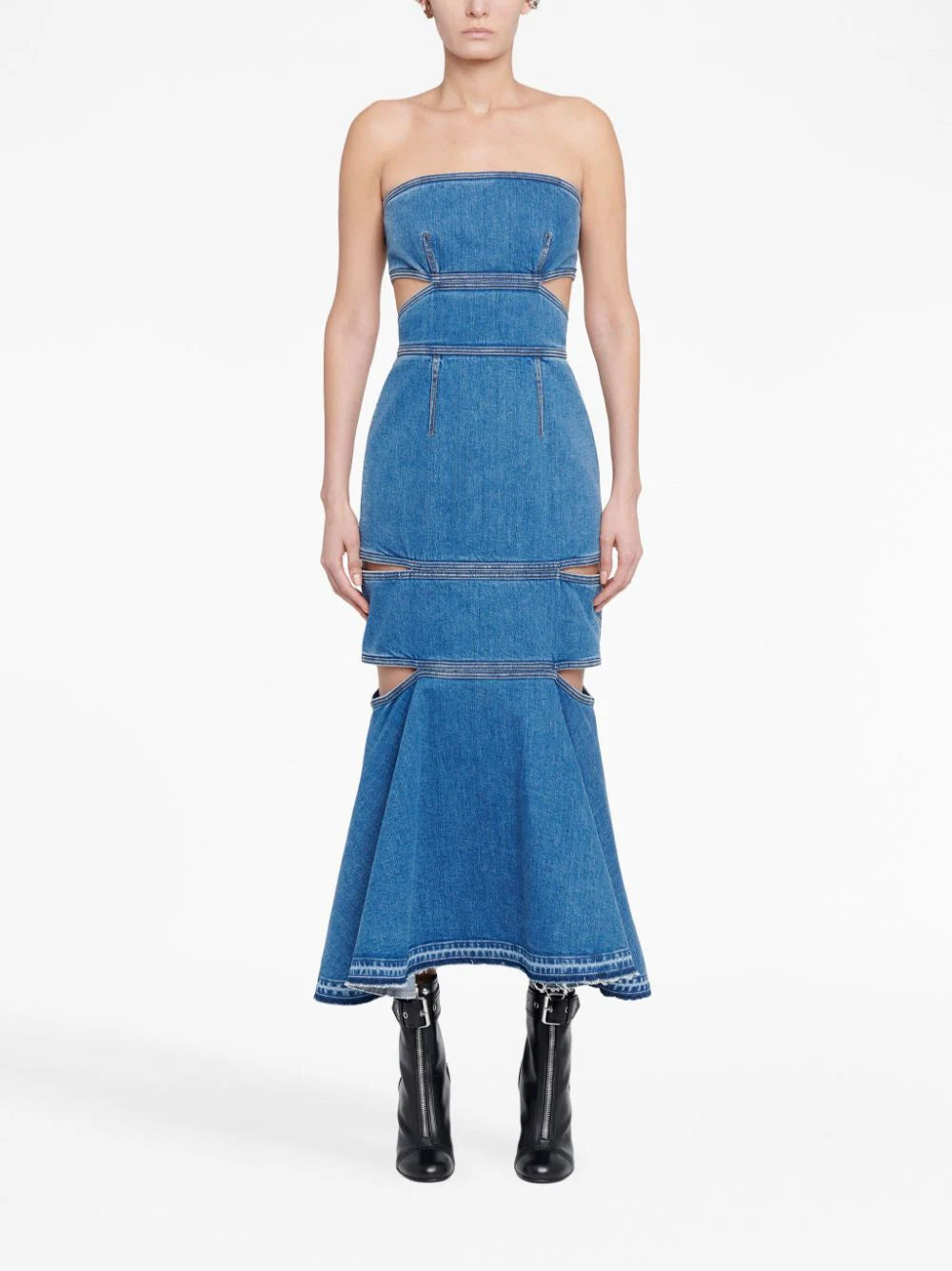 Alexander McQueen  bustier cut-out denim dress
