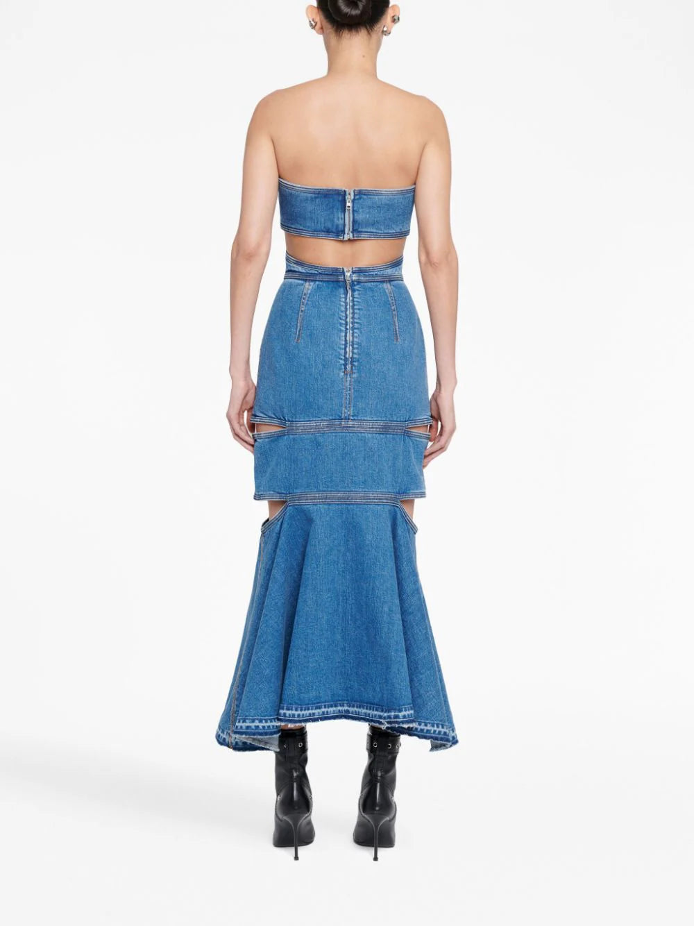 Alexander McQueen  bustier cut-out denim dress