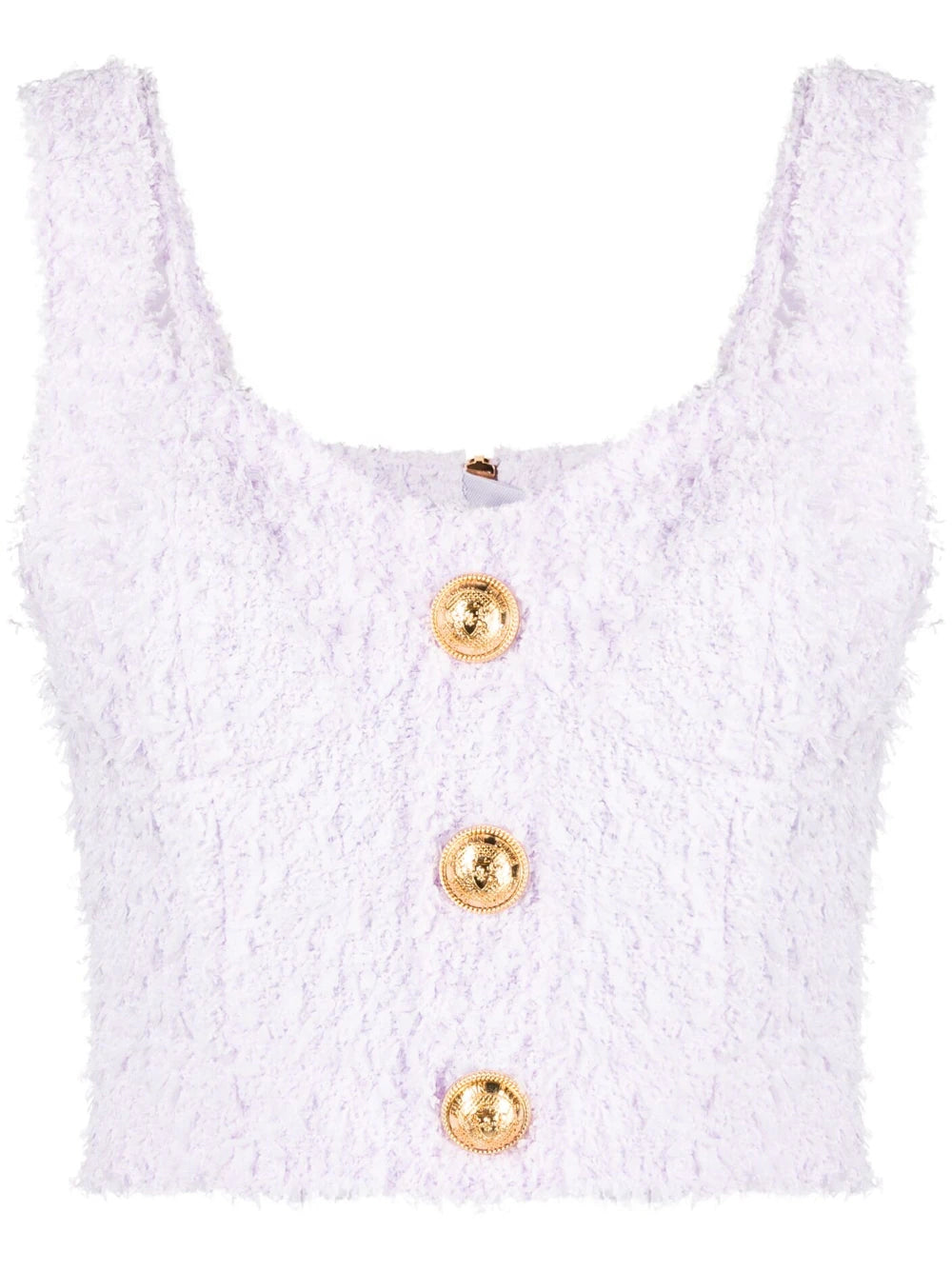 Balmain embossed-button tweed crop top