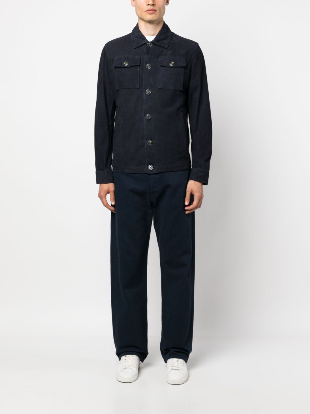 Barba buttoned leather shirt jacket - Image 2