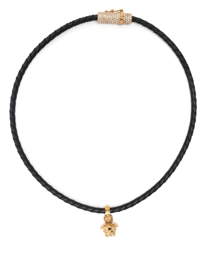 Versace  Medusa pendant leather necklace