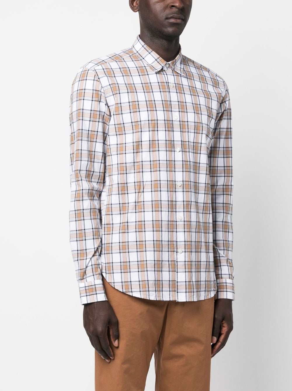 BOSS long-sleeve checkered shirt
