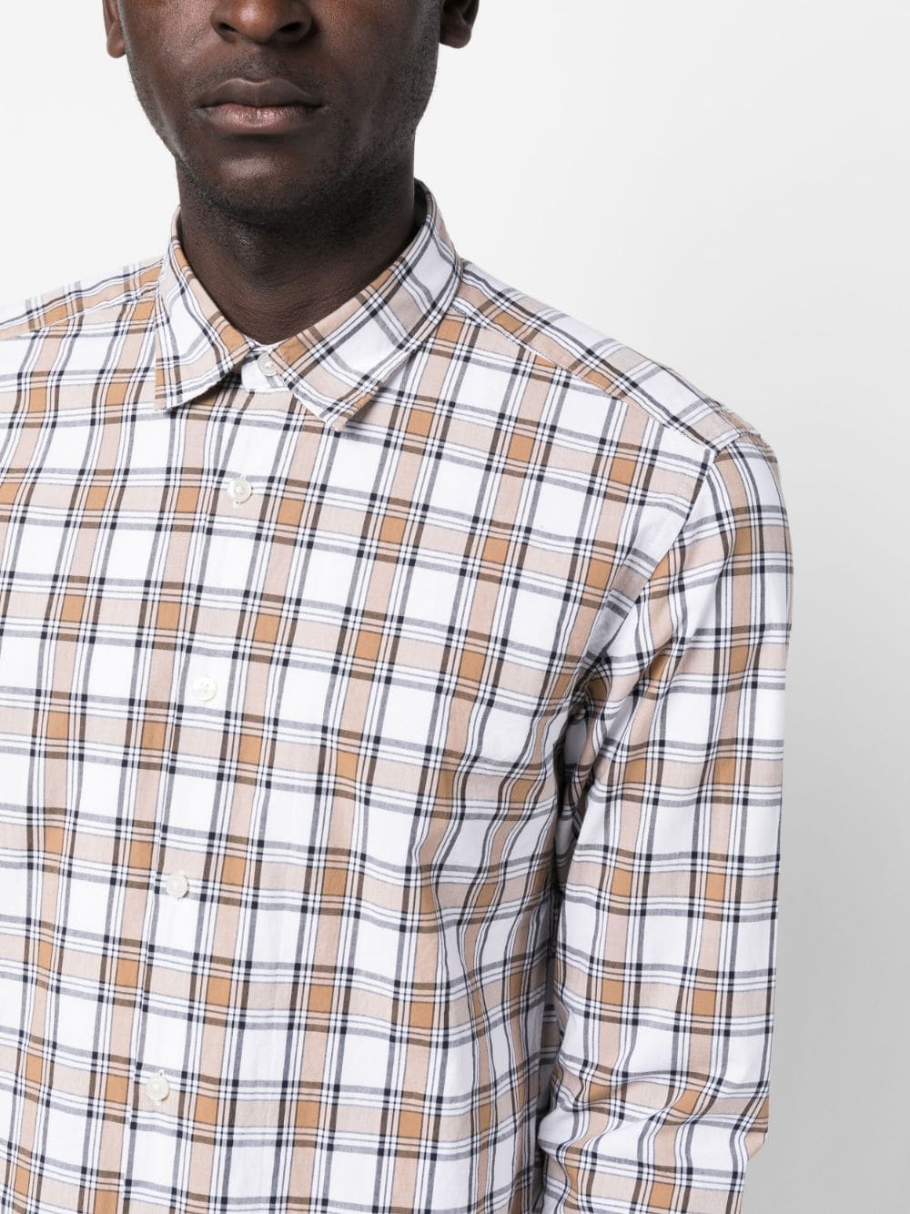 BOSS long-sleeve checkered shirt