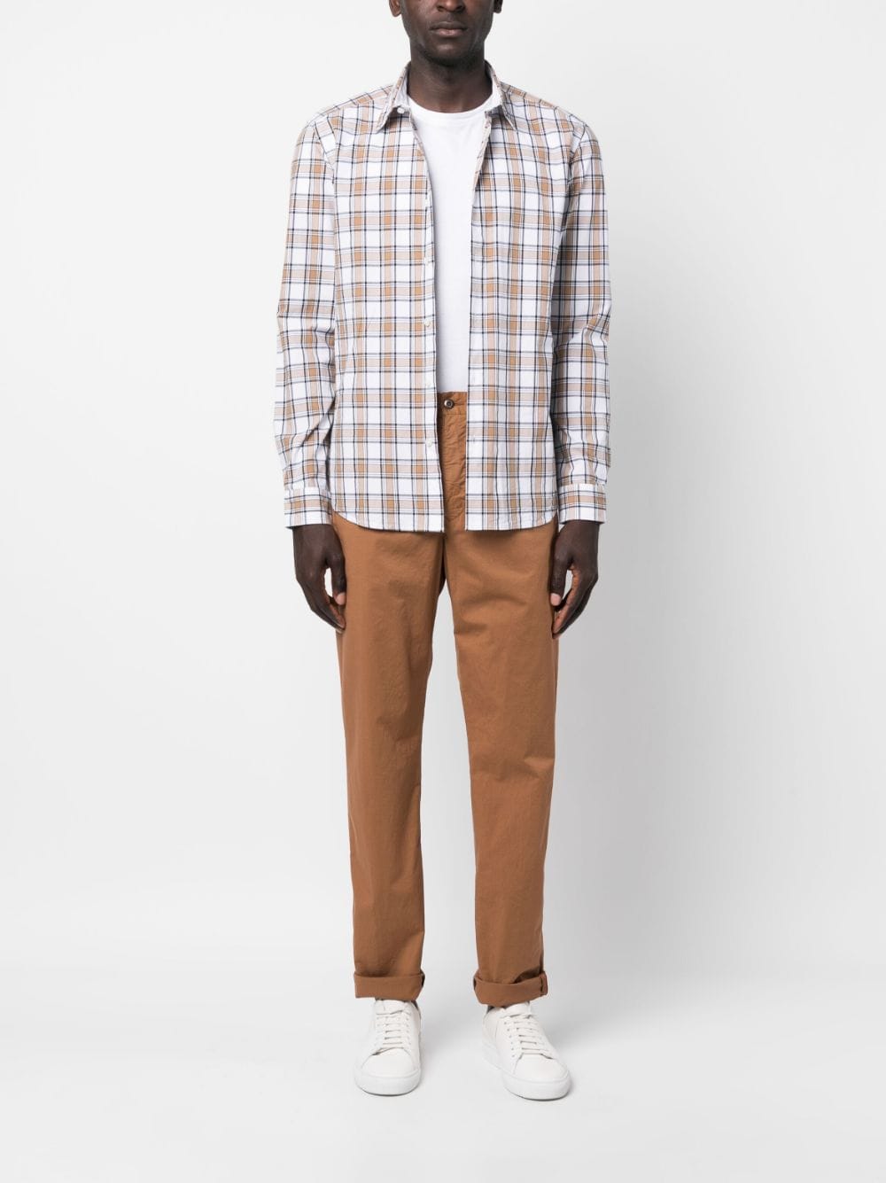 BOSS long-sleeve checkered shirt