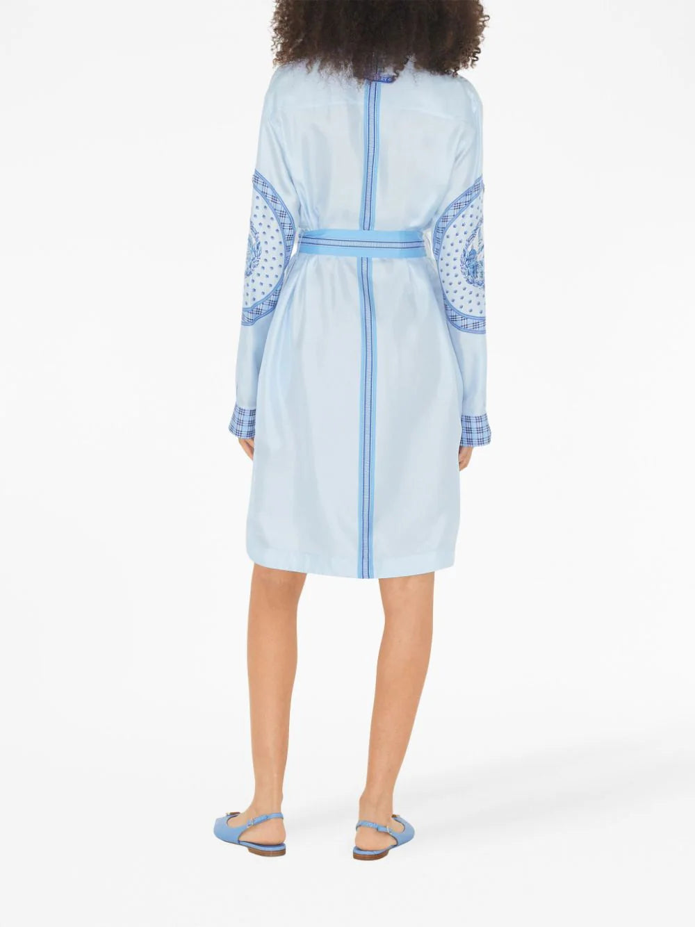 Burberry  monument-print belted silk shirt dress
