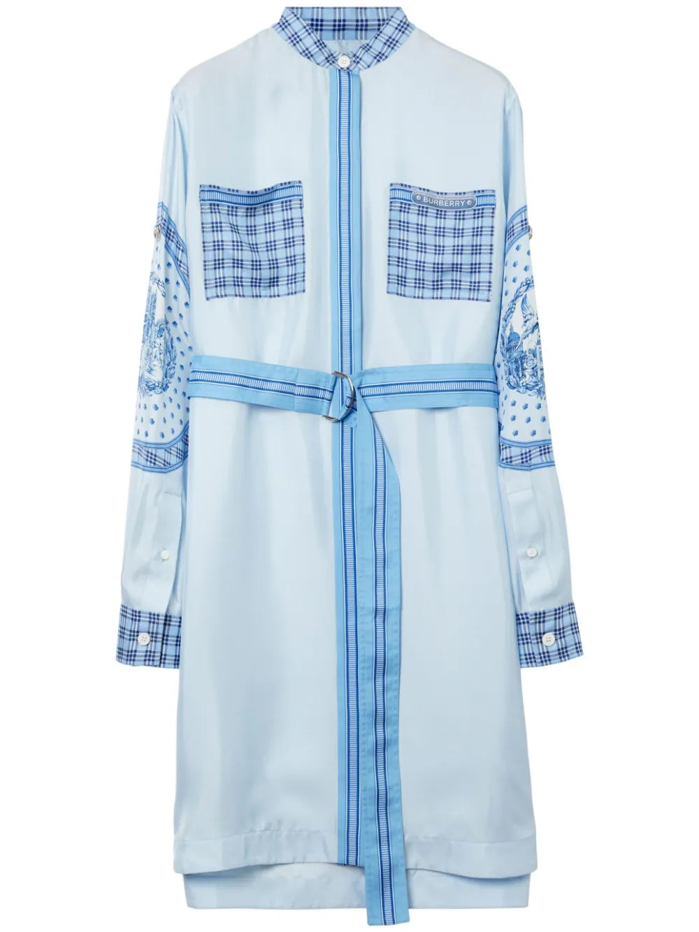 Burberry  monument-print belted silk shirt dress