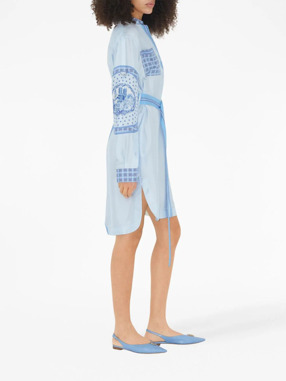 Burberry  monument-print belted silk shirt dress