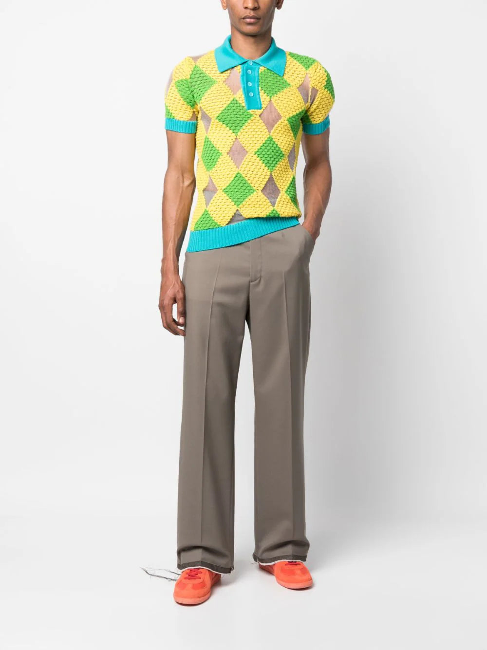 Botter  geometric-pattern knitted polo shirt