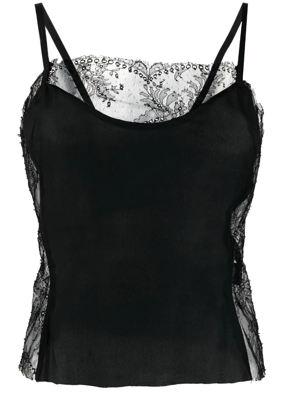 Almaz  lace-panel silk cami top