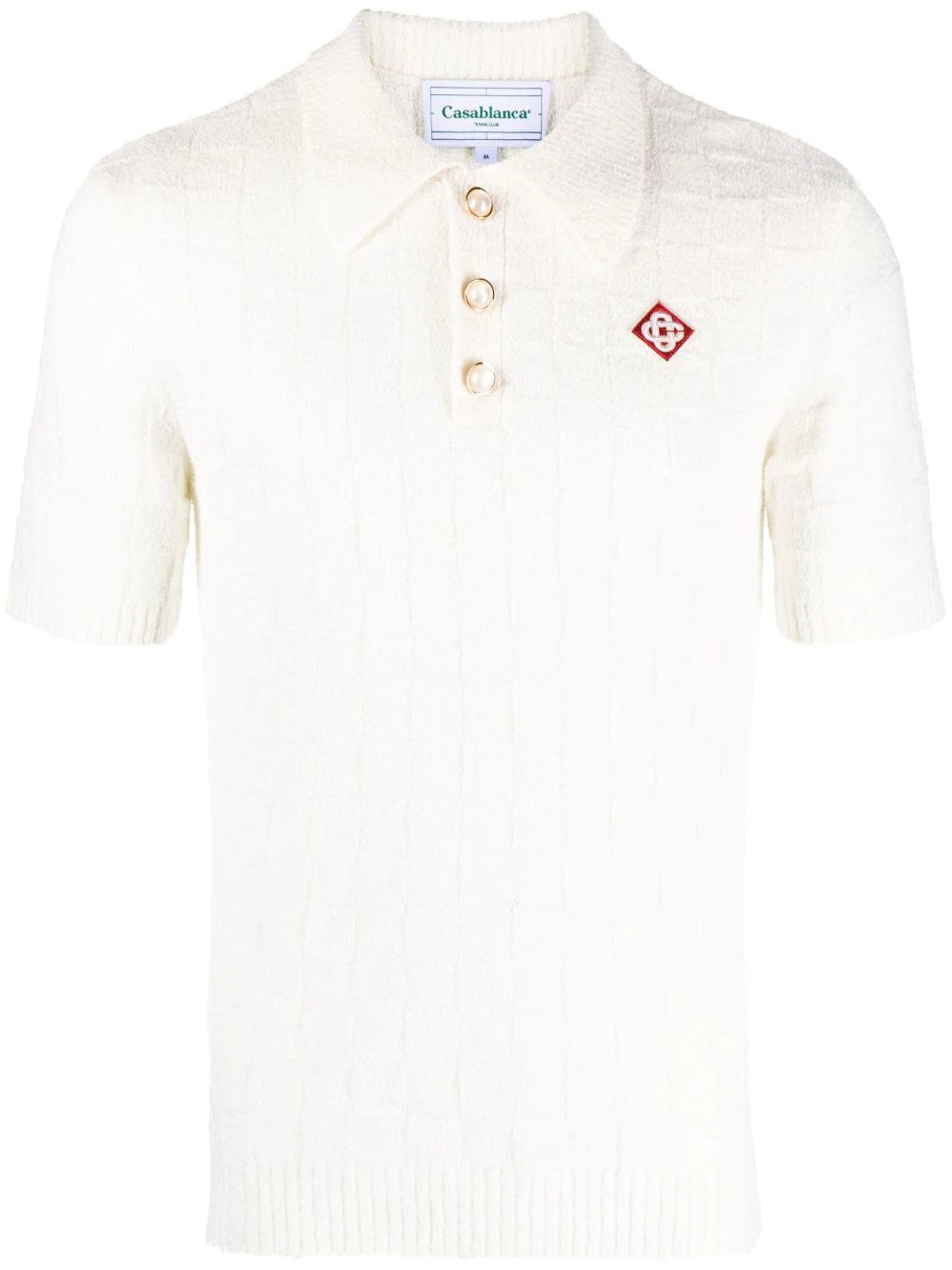 Casablanca  logo-embroidered bouclé polo shirt