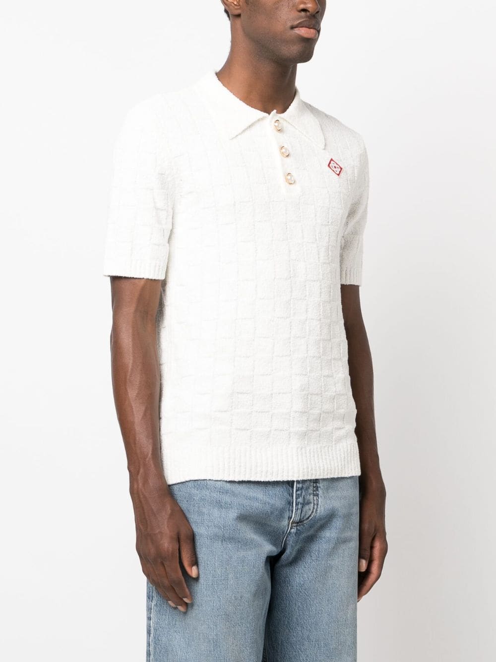 Casablanca  logo-embroidered bouclé polo shirt