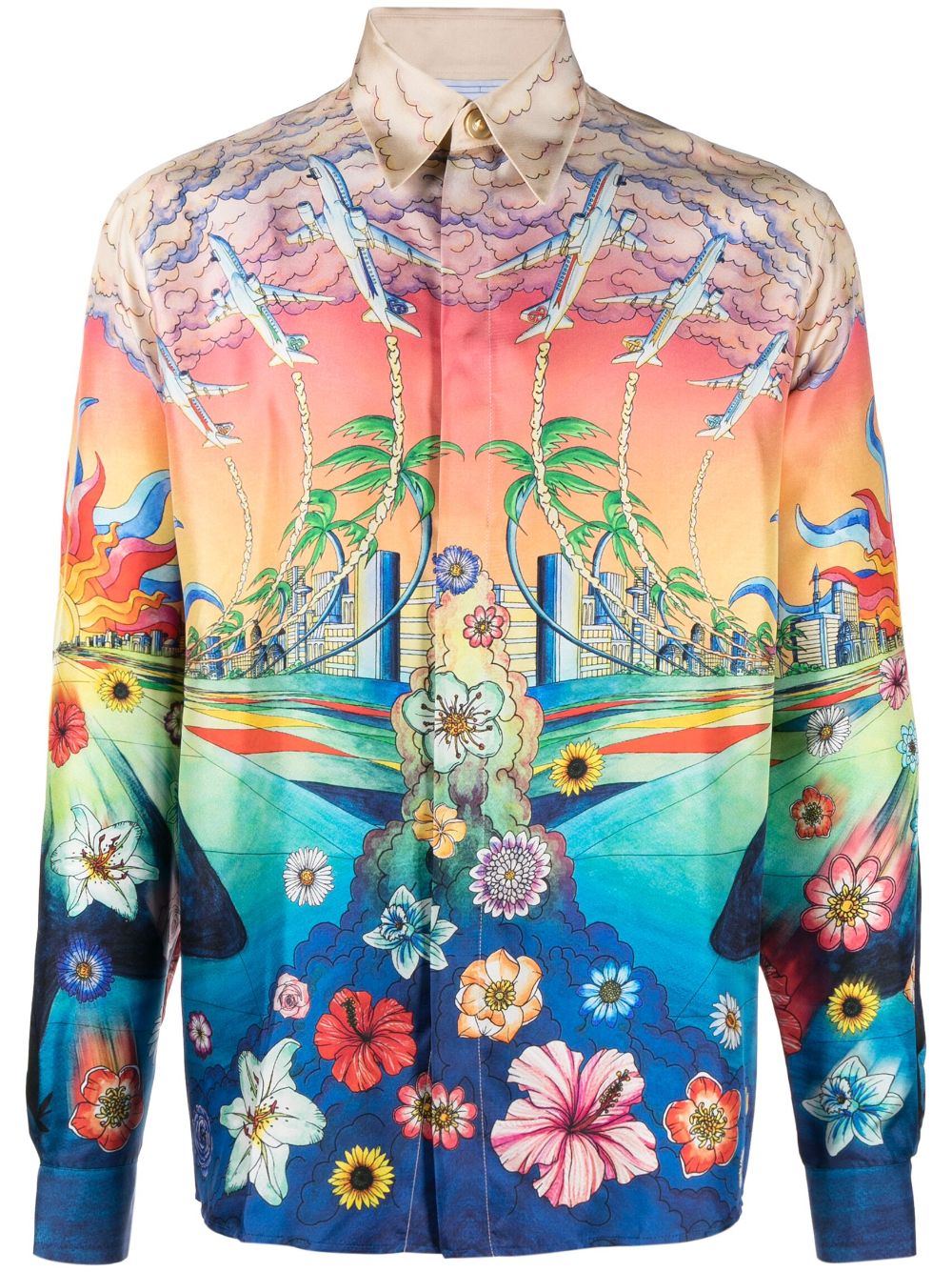 Casablanca graphic-print silk shirt
