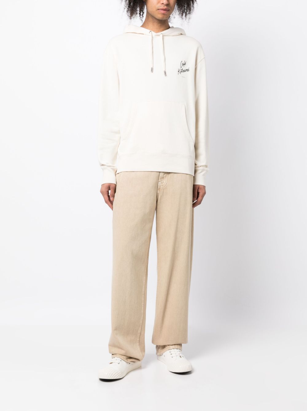 CAFÉ KITSUNÉ logo-print cotton hoodie