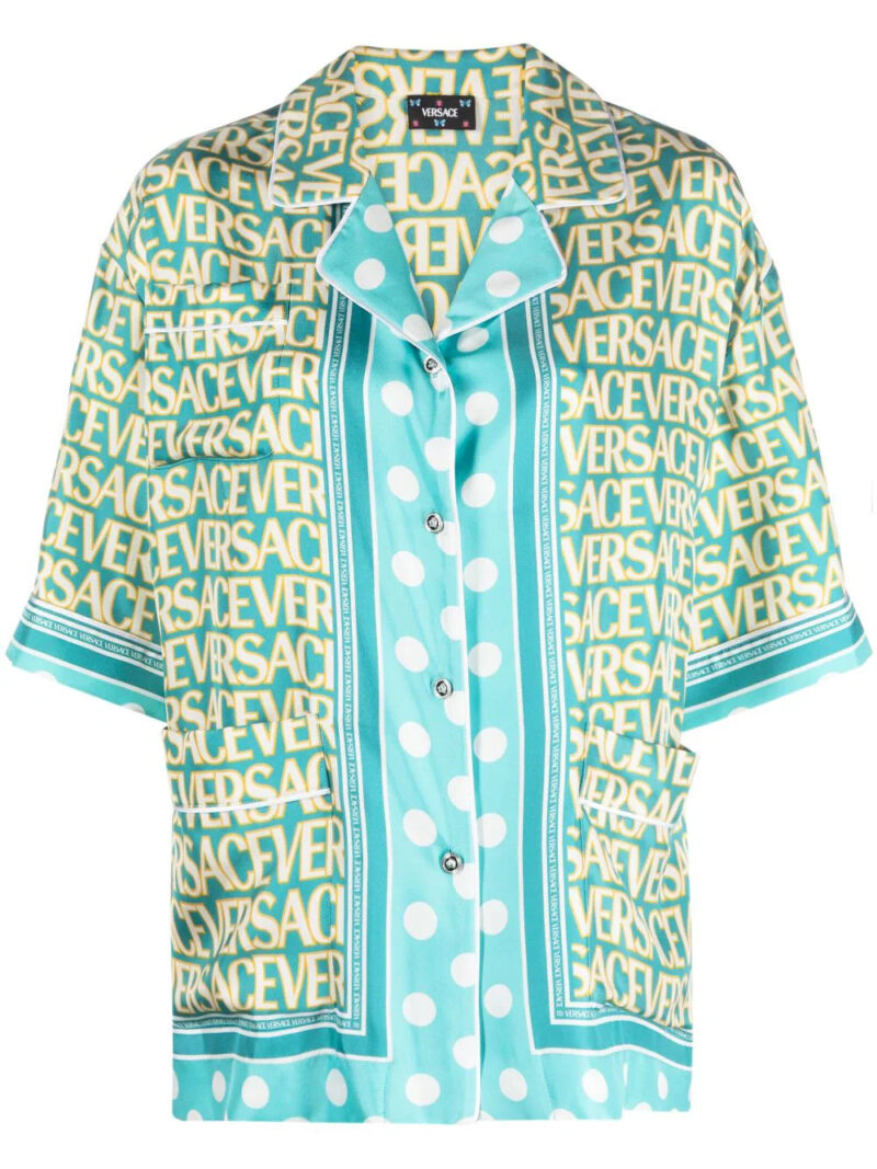 Versace  Allover Polka Dot-print silk shirt