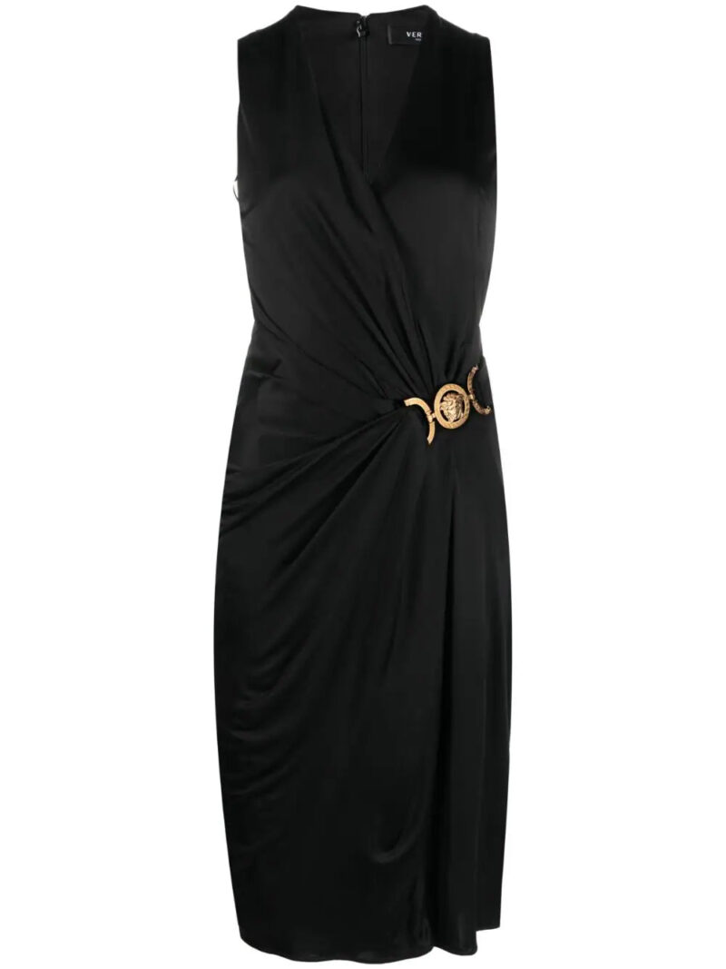 Versace  Medusa plaque pleated dress