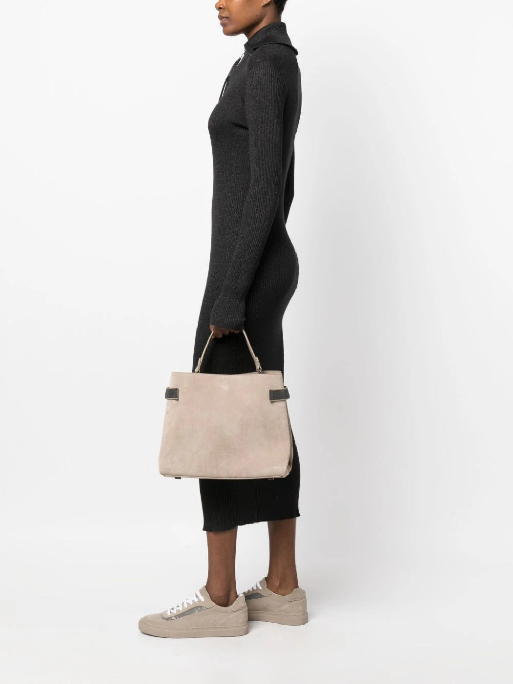 Brunello Cucinelli  Monili-detail suede tote bag