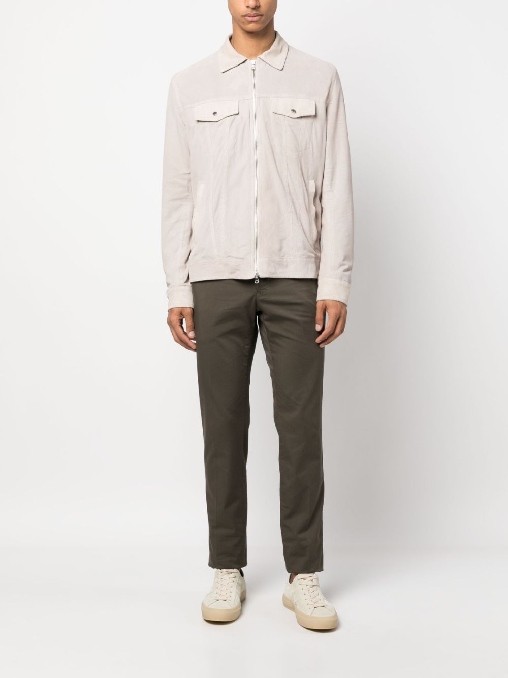 Barba  zip-up leather shirt jacket