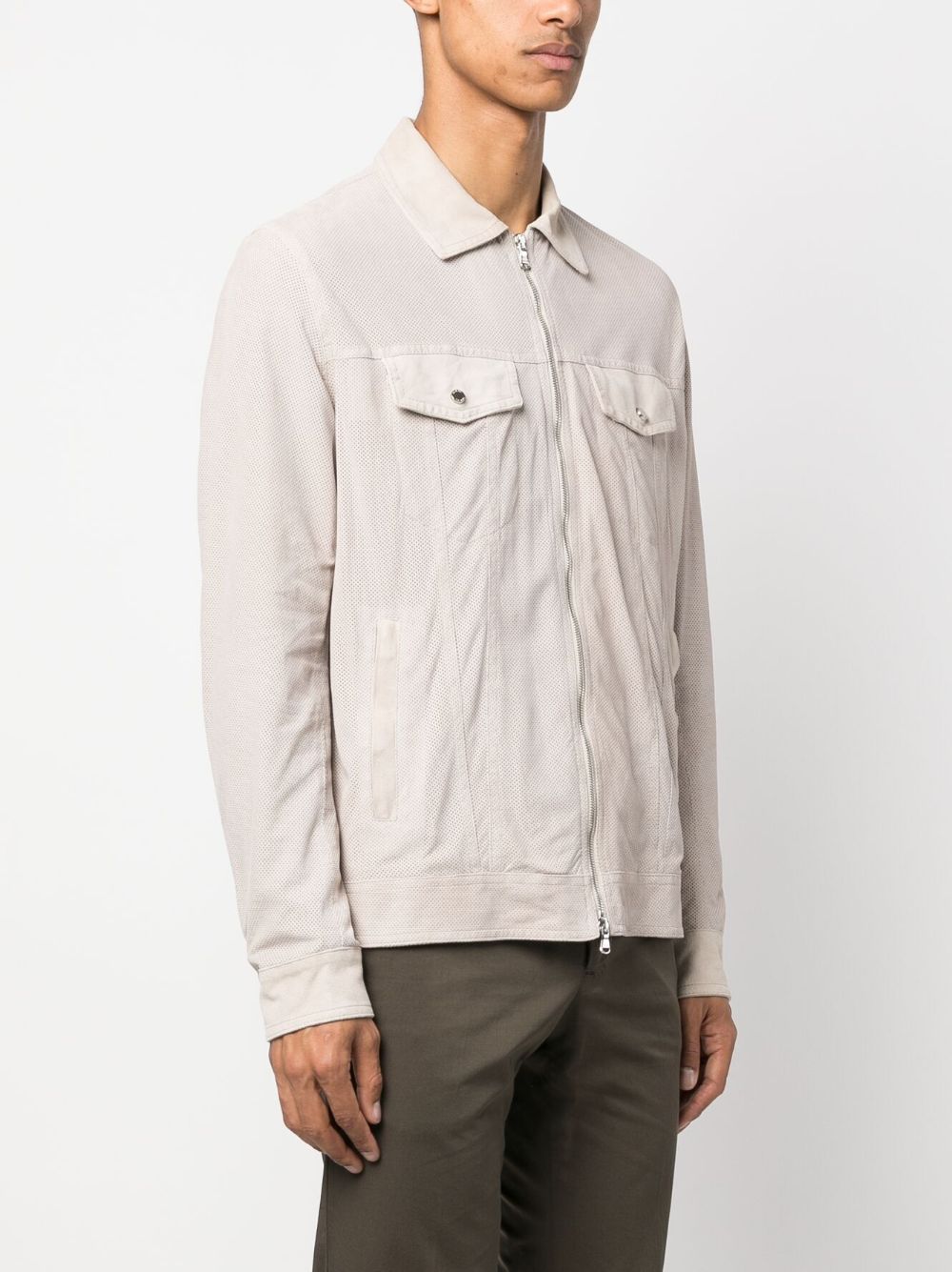 Barba  zip-up leather shirt jacket