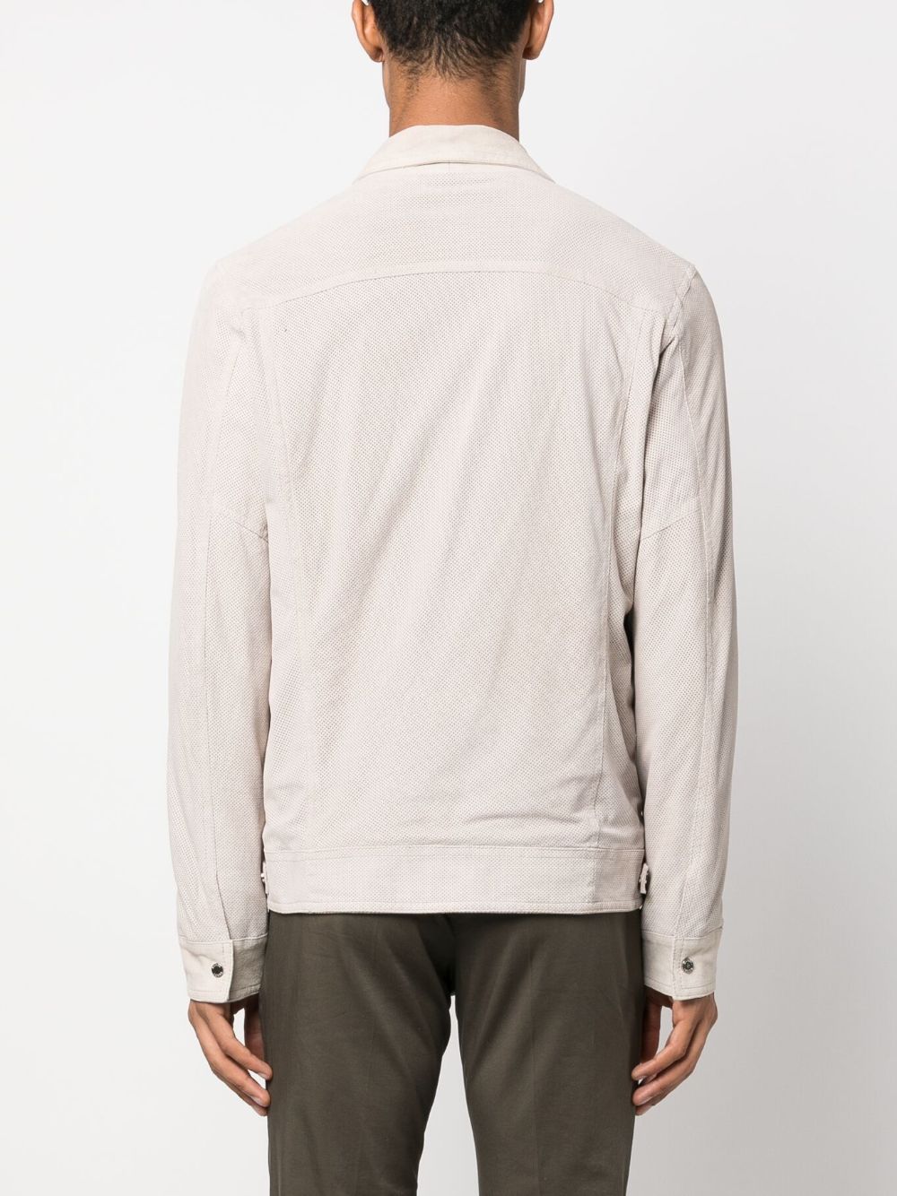 Barba  zip-up leather shirt jacket