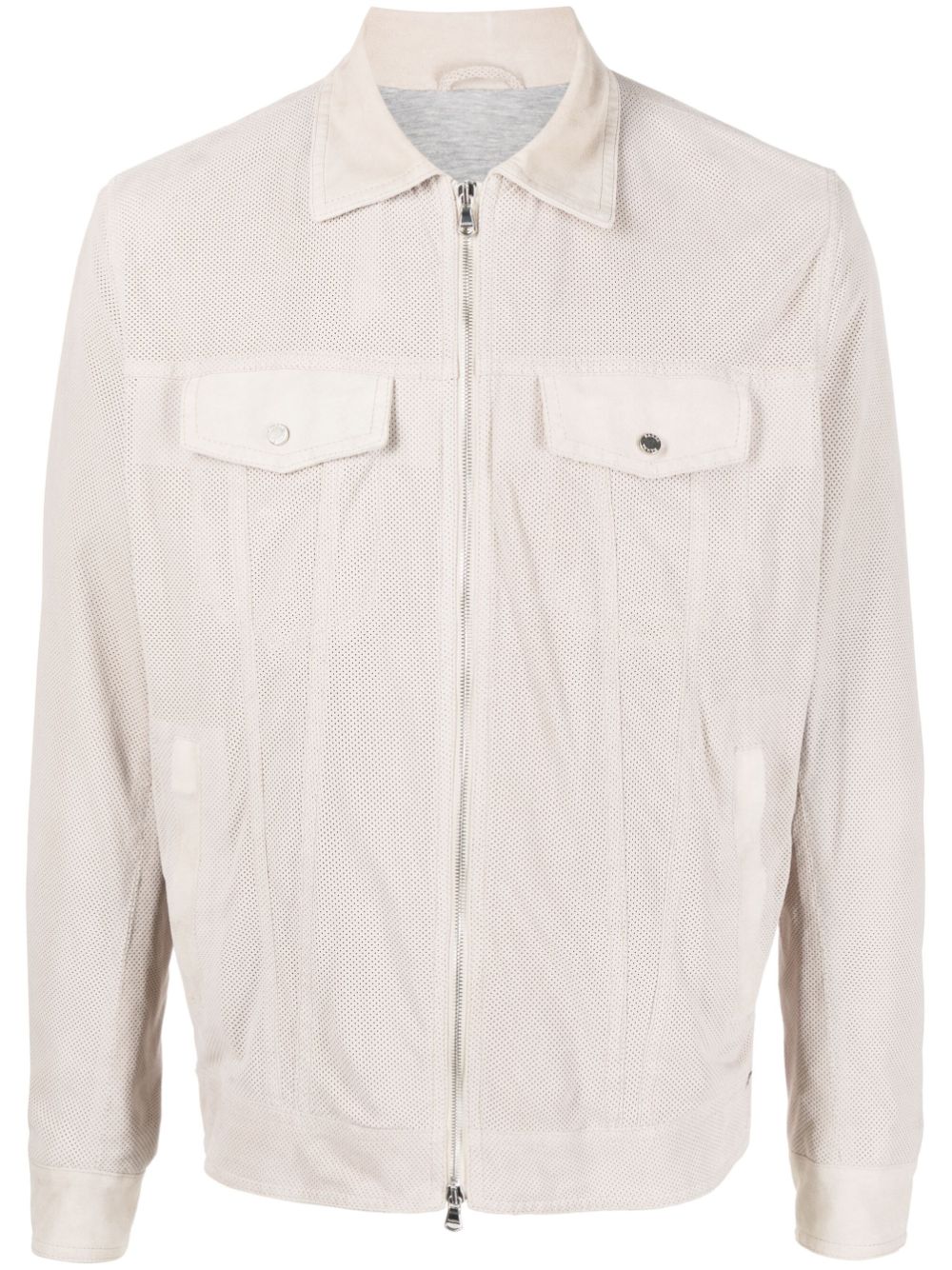 Barba  zip-up leather shirt jacket