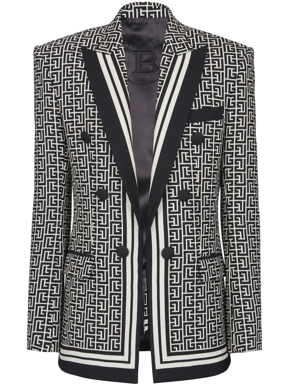 Balmain  monogram-print double-breasted blazer