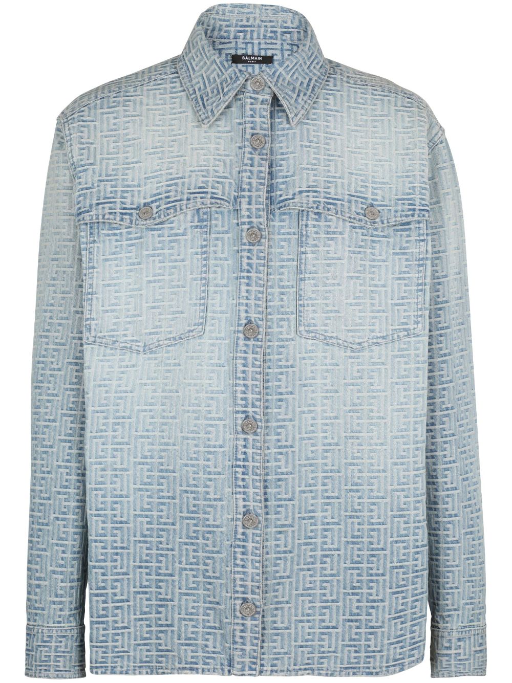 Balmain monogram-jacquard cotton shirt
