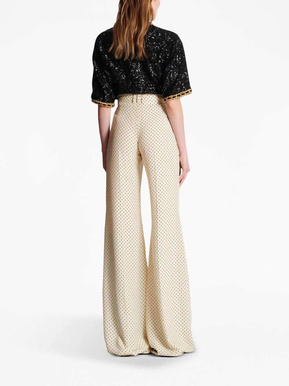 Balmain printed silk flared trousers