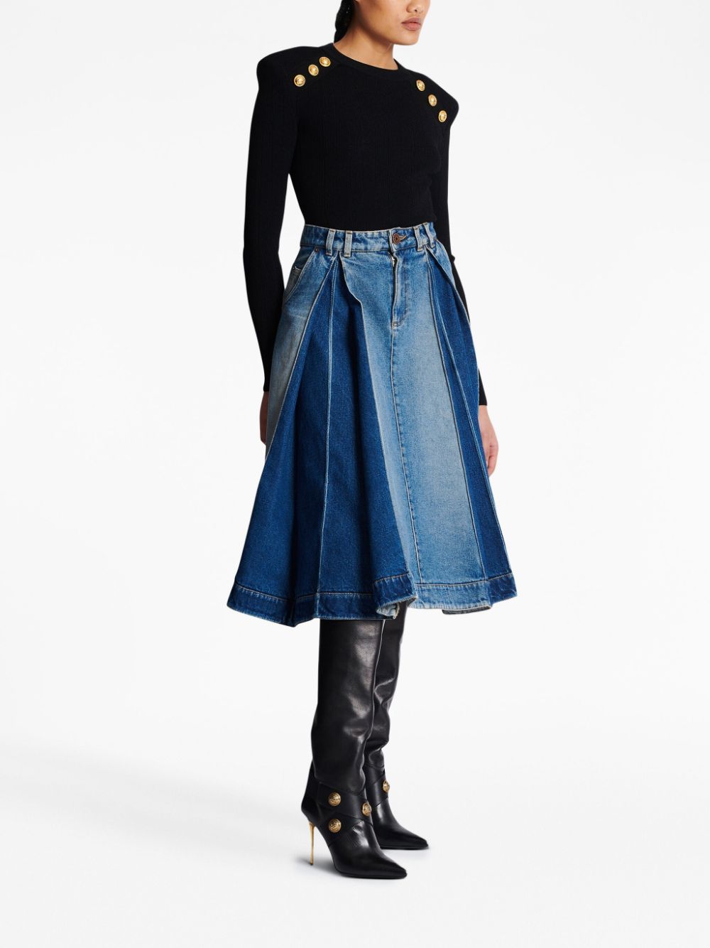 Balmain button-embellished round neck jumper