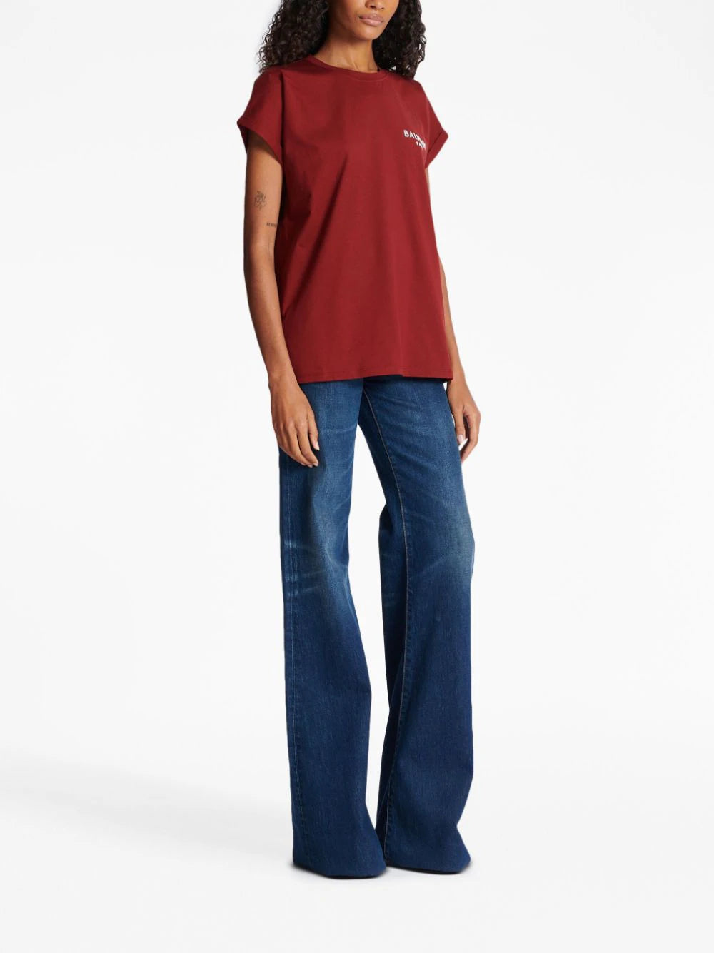 Balmain flocked-logo organic-cotton T-shirt