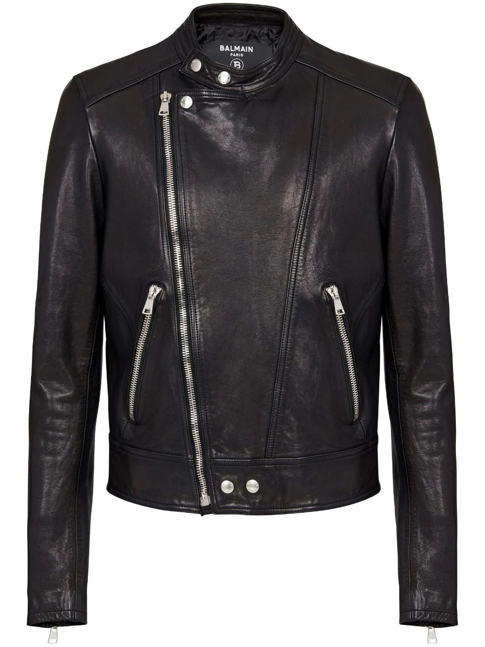 Balmain  polished-finish zip-fastening jacket